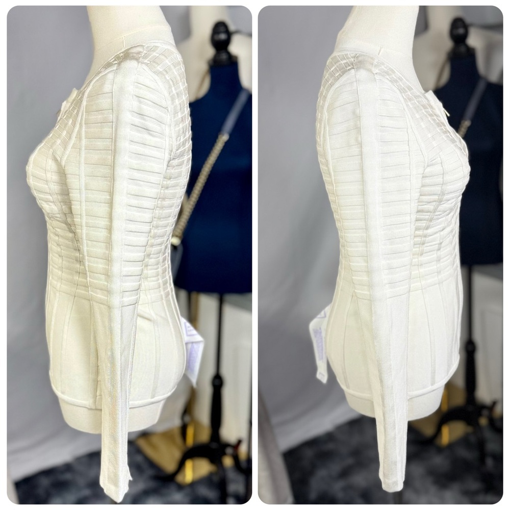NEW! Herve Leger Off-White Alabaster Flo Jacket - Picture 9 of 16